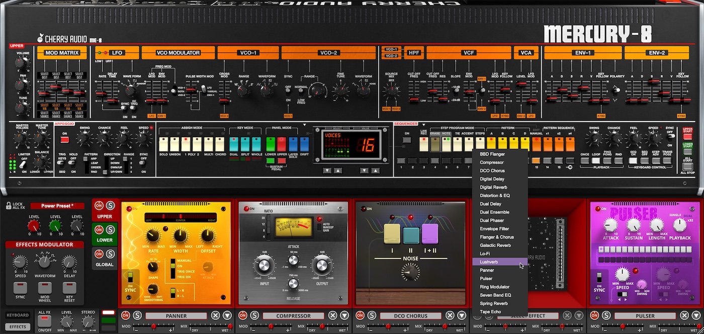 Cherry Audio Mercury-8 Synthesizer - Jupiter-8 JP-8 Virtual Instrument Emulation - Effects