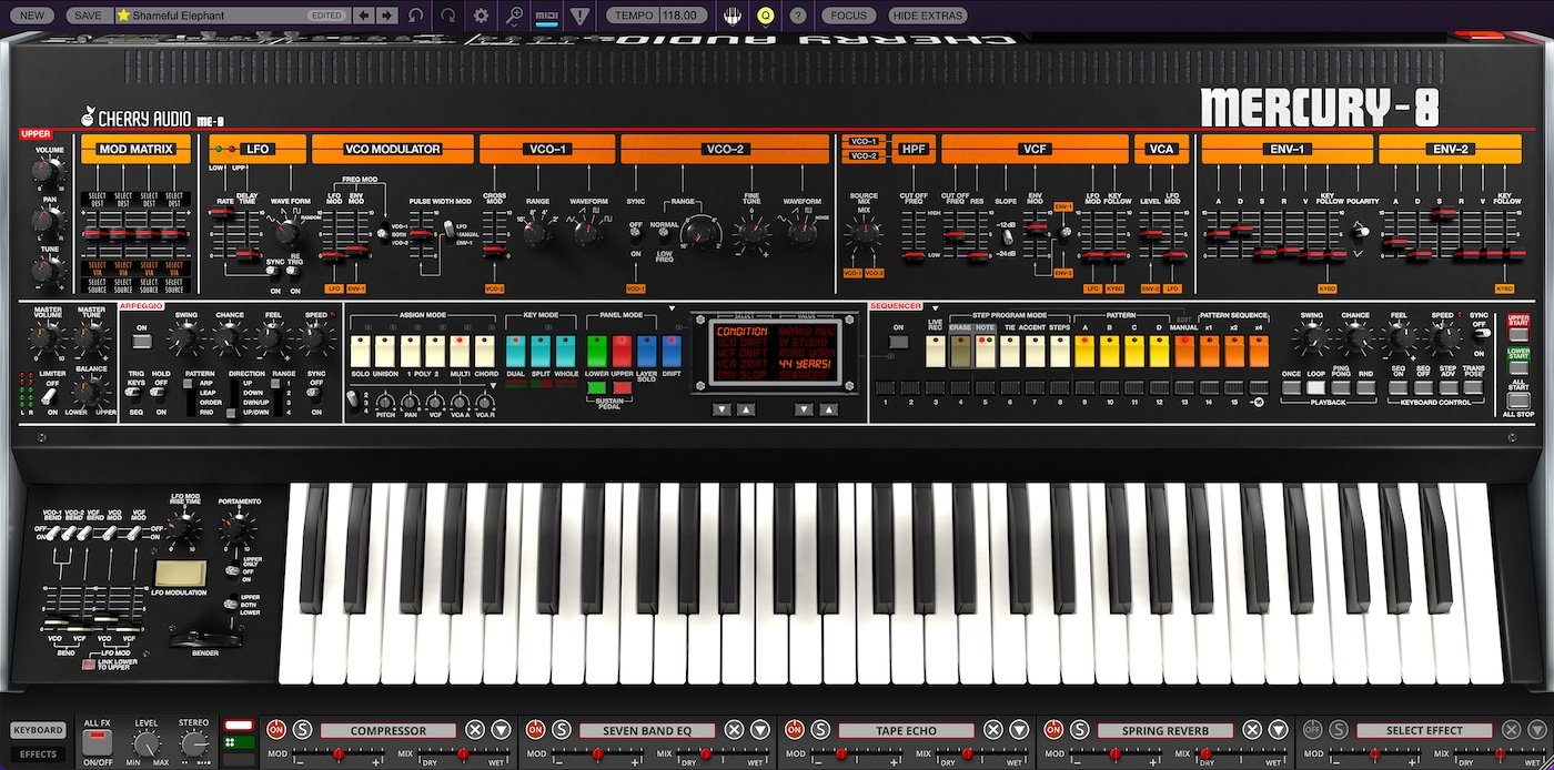 Cherry Audio Mercury-8 Synthesizer - Jupiter-8 JP-8 Virtual Instrument Emulation - Condition and Drift
