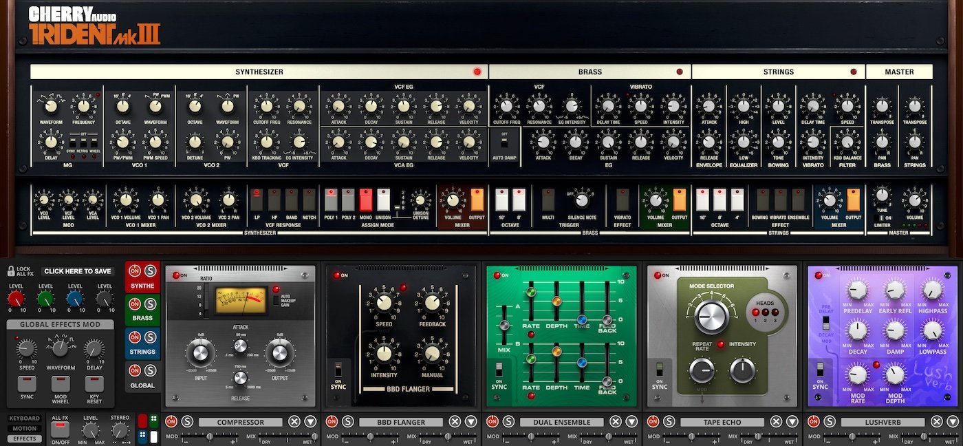 Cherry Audio Trident Mk III Synthesizer UI